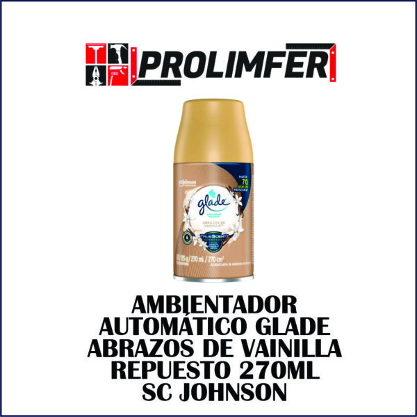 Ambientador automático Glade abrazos de vainilla spray repuesto 270ml - SC JOHNSON