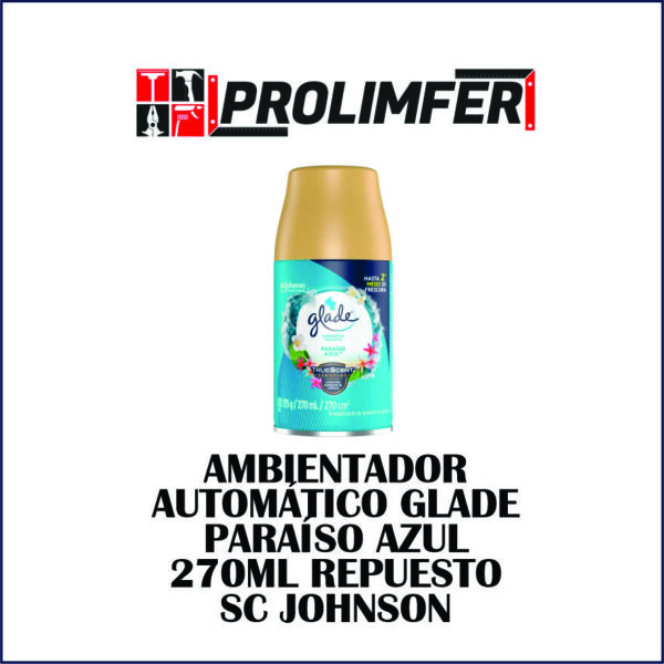 Ambientador automático Glade paraíso azul spray repuesto 270ml - SC JOHNSON