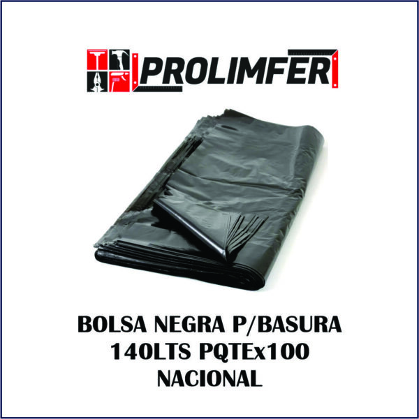 Bolsa negra para basura 140lts paquete x100 - NACIONAL