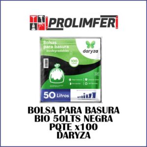 Bolsa para basura bio 50lts negra pqte x100 - DARYZA
