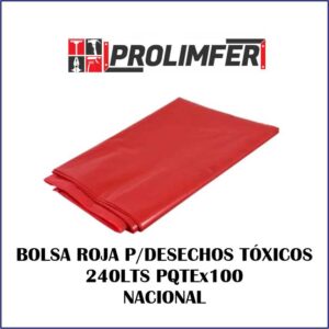 Bolsa roja para desechos tóxicos 240lts paquete x100 - NACIONAL