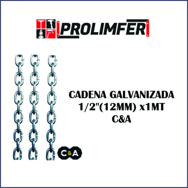 Cadena galvanizada 1/2" (12mm) x1mt - C&A