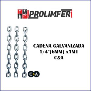 Cadena galvanizada 1/4" (6mm) x1mt - C&A