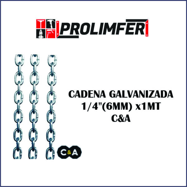 Cadena galvanizada 1/4" (6mm) x1mt - C&A