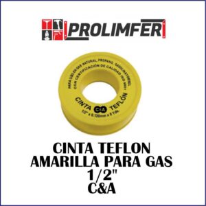Cinta teflón amarilla para gas 1/2" - C&A