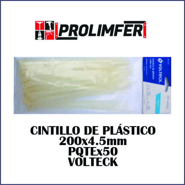 Cintillo de plástico blanco 200x4.5mm paquete x50 - VOLTECK