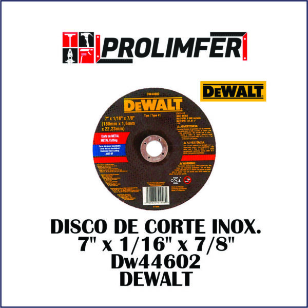 Disco de corte 7" x 1/16" x 7/8" Dw44602 - DEWALT