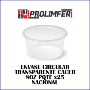 Envase circular transparente cacer 8z pqte x25