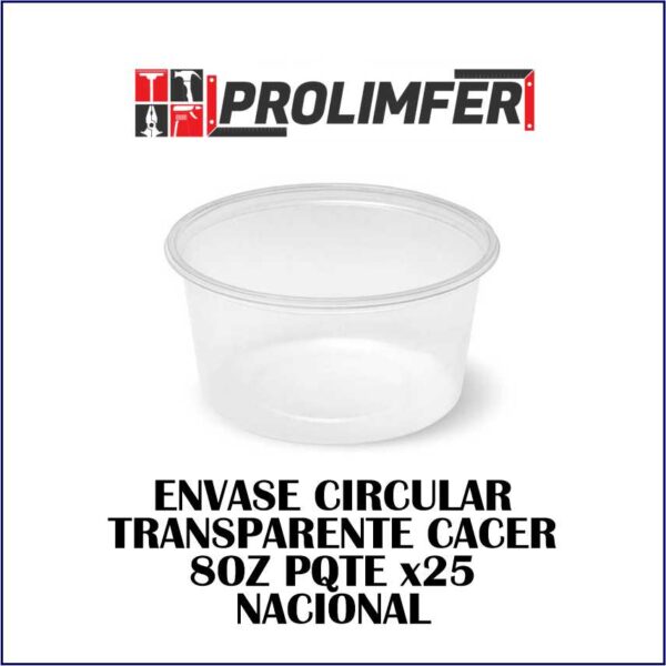 Envase circular transparente cacer 8z pqte x25