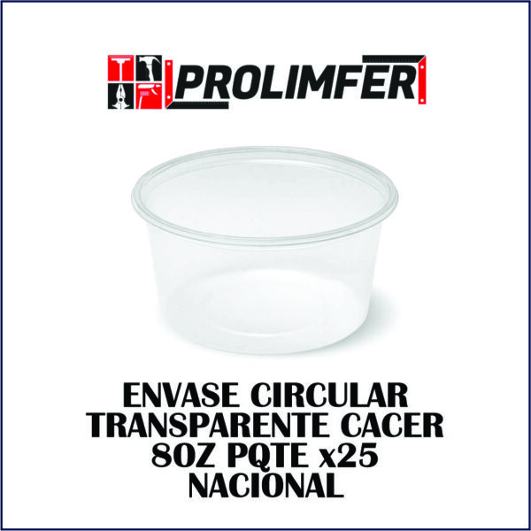 Envase circular transparente cacer 8z pqte x25