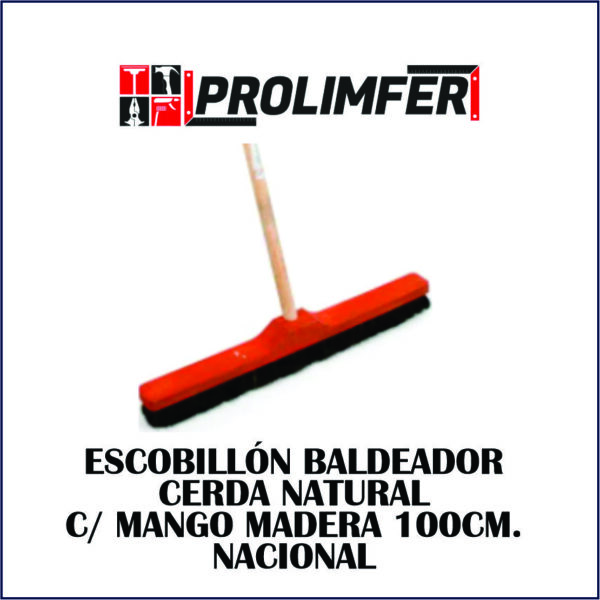 Escobillón baldeador cerda natural con mango de madera 100cm - NACIONAL