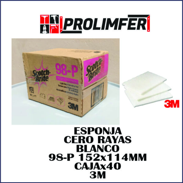 Esponja cero rayas blanco 98-P 152x114mm caja x40und - 3M