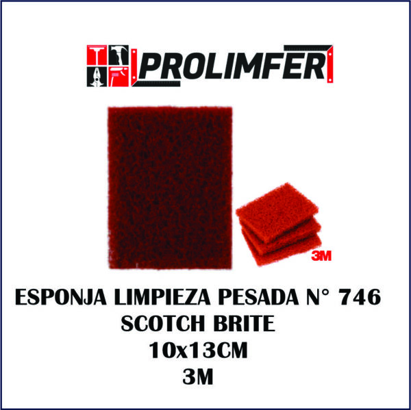 Esponja limpieza pesada 746 Scotch Brite 10x13cm - 3M