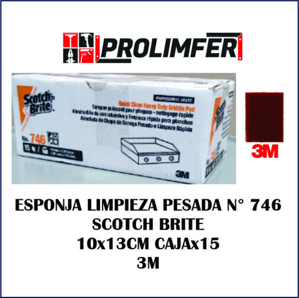 Esponja limpieza pesada 746 Scotch Brite 10x13cm caja x15und- 3M