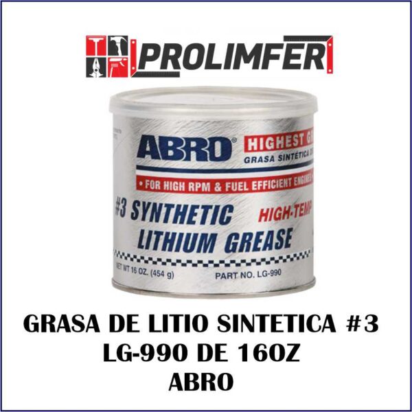Grasa de litio sintética #3 LG-990 16oz - ABRO