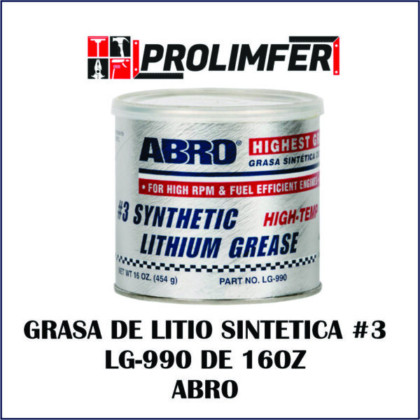 Grasa de litio sintética #3 LG-990 16oz - ABRO