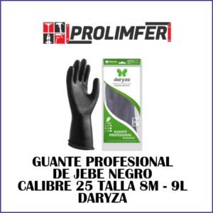 Guante profesional de jebe negro calibre 25 talla 8M - DARYZA