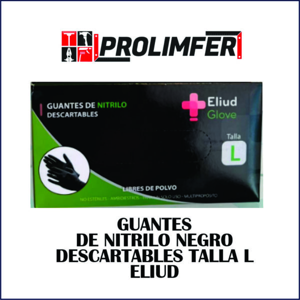 Guantes de nitrilo negro descartables tall L - ELIUD