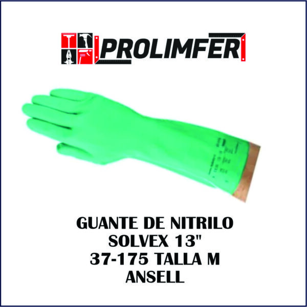 Guante de nitrilo SOLVEX 13" 37-175 talla M - ANSELL