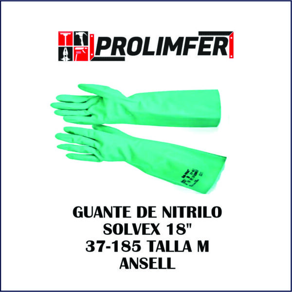 Guantes de nitrilo SOLVEX 18" 37-185 talla M - ANSELL