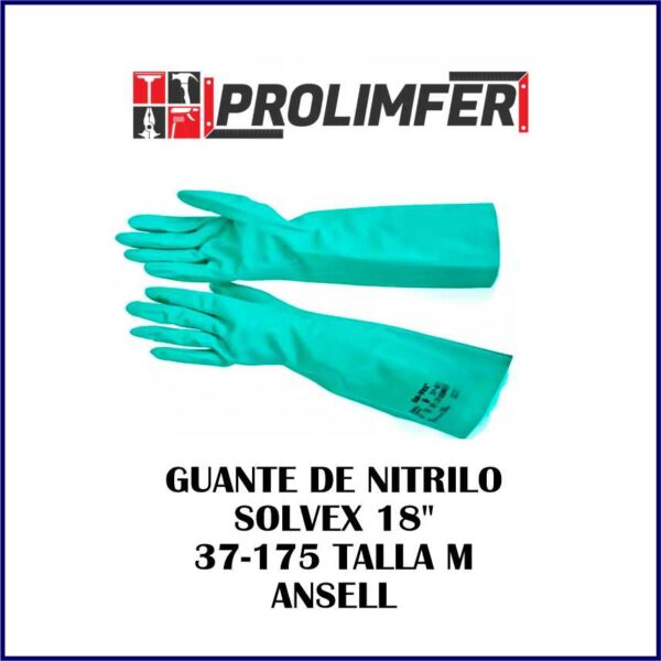 Guantes de nitrilo SOLVEX 18" 37-185 talla M - ANSELL