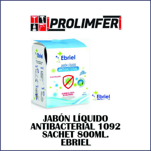 Jabón líquido antibacterial 1092 sachet 800ml - EBRIEL