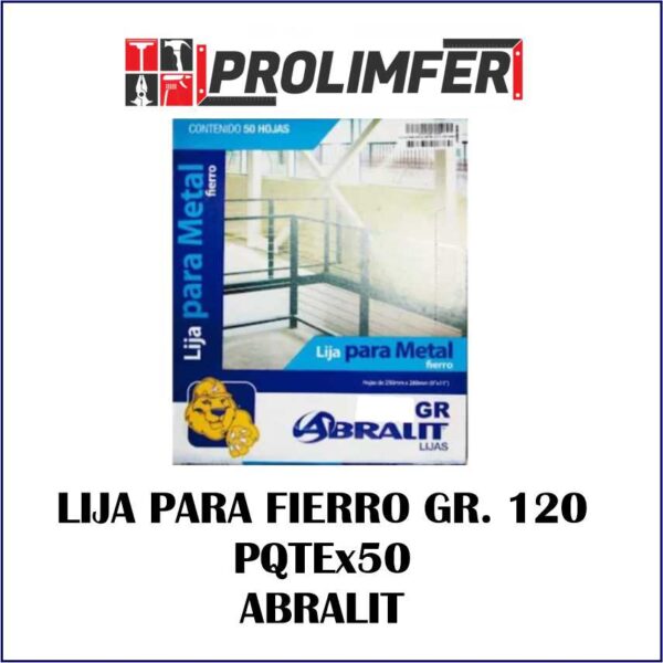 Lija para fierro grano 120 pqtx50und - ABRALIT