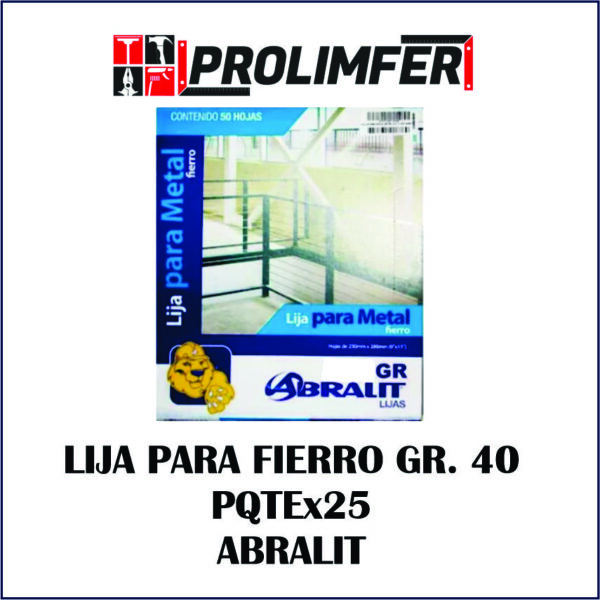 Lija para fierro gramo 40 paquete x25und - ABRALIT