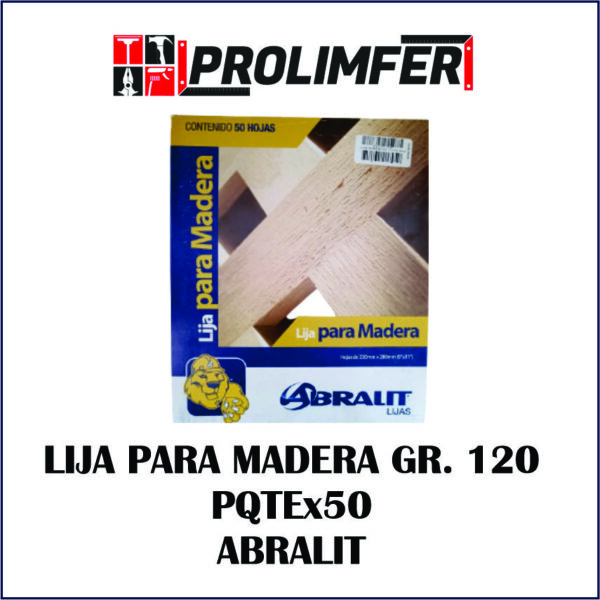 Lija para madera gramo 120 paquete x50und - ABRALIT