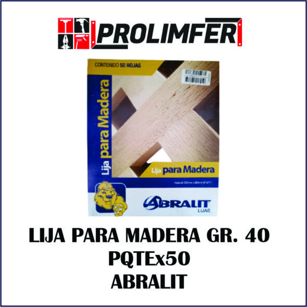 Lija para madera gramo 40 paquete x50und - ABRALIT