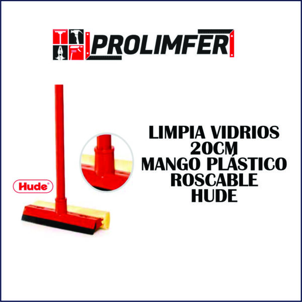 Limpia vidrios 20cm con mango plástico roscable - HUDE