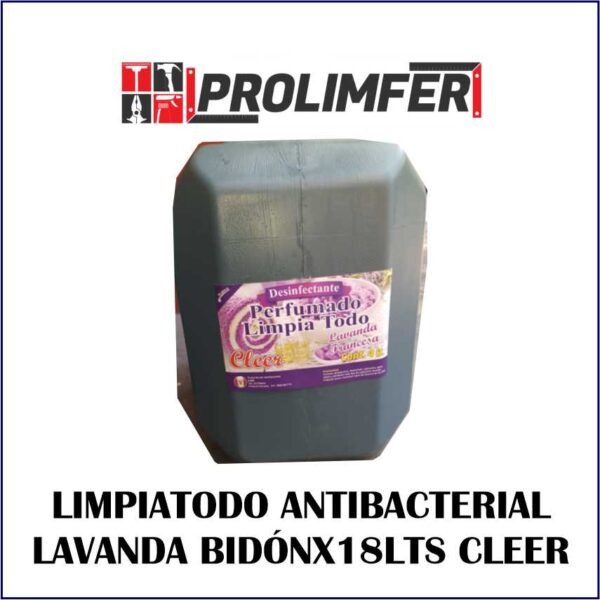 Limpiatodo antibacterial lavanda bidón 18lts - CLEER