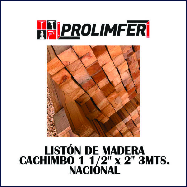 Listón de madera cachimbo 1 1/2"x2" 3mts - NACIONAL