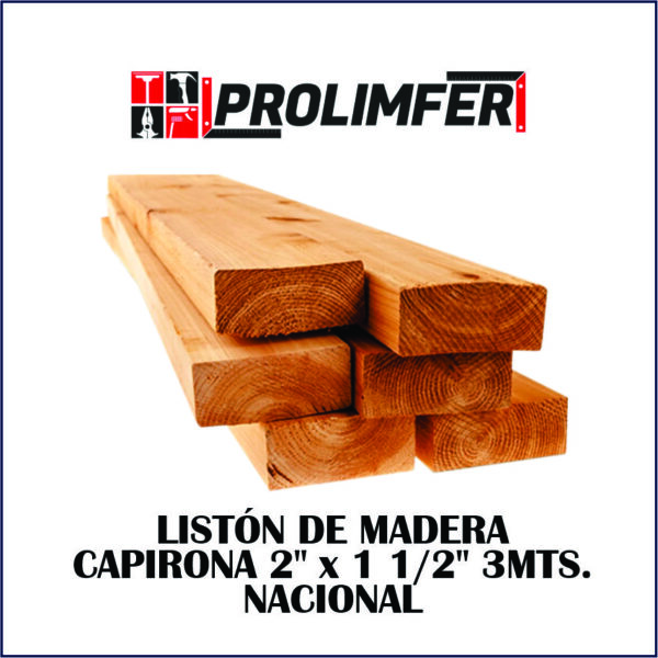 Listón de madera capirona 2" x 1 1/2" 3mts - NACIONAL 