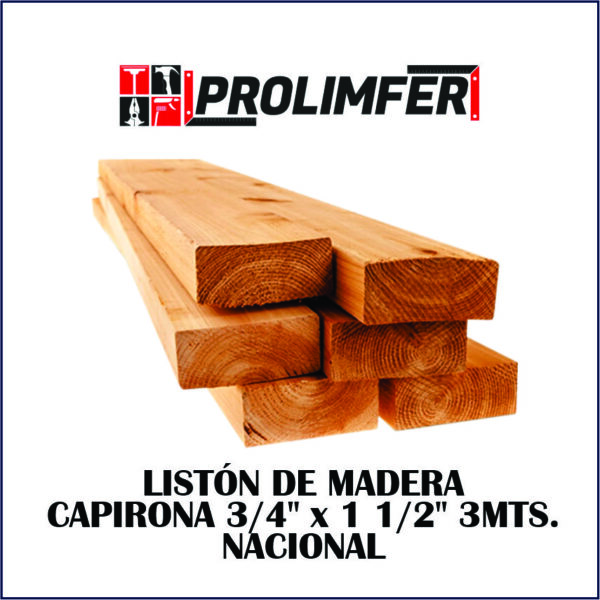 Listón de madera capirona 3/4" x 1 1/2" 3mts - NACIONAL 