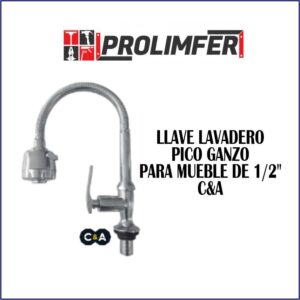 Llave lavadero pico ganso para mueble 1/2" - C&A