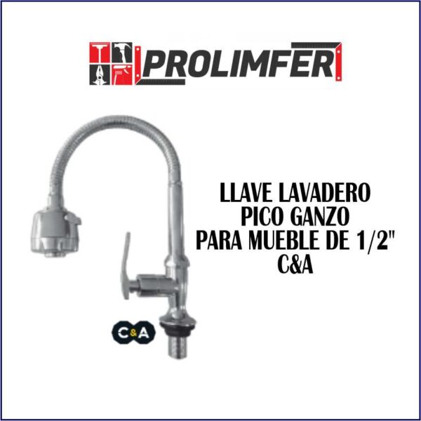 Llave lavadero pico ganso para mueble 1/2" - C&A