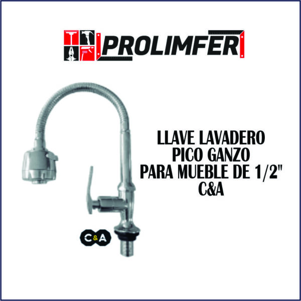 Llave lavadero pico ganso para mueble 1/2" - C&A