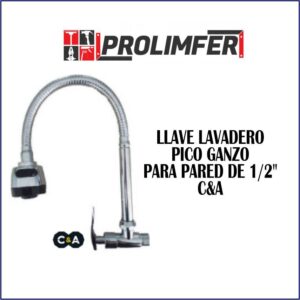 Llave lavadero pico ganso para pared 1/2" - C&A