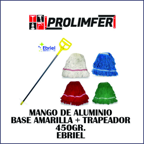 Mango de aluminio base amarilla + trapeador 450gr - EBRIEL