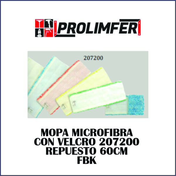 Mopa microfibra con velcro 207200 repuesto 60cm - FBK