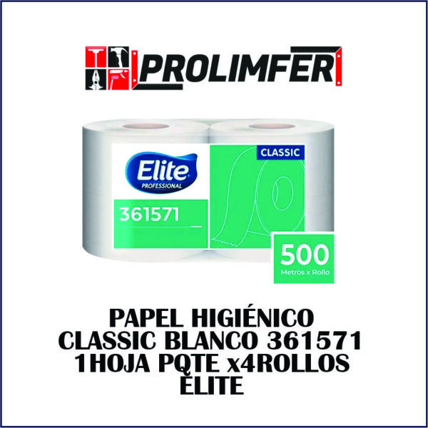 Papel higiénico classic blanco 500mts 1hoja pqt x4rollos - ELITE