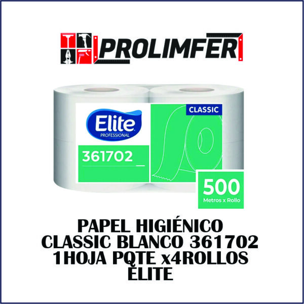 Papel higiénico classic blanco 500mts 1hoja pqt x4rollos - ELITE