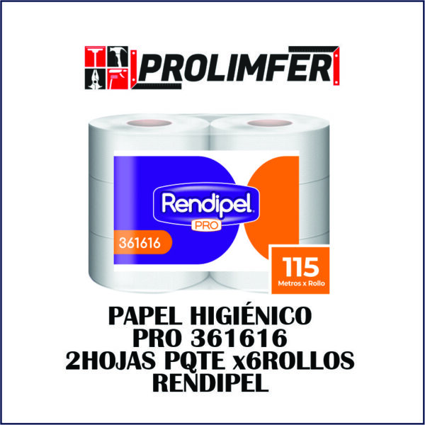 Papel higiénico pro 361616 2hojas pqte x6rollos - RENDIPEL