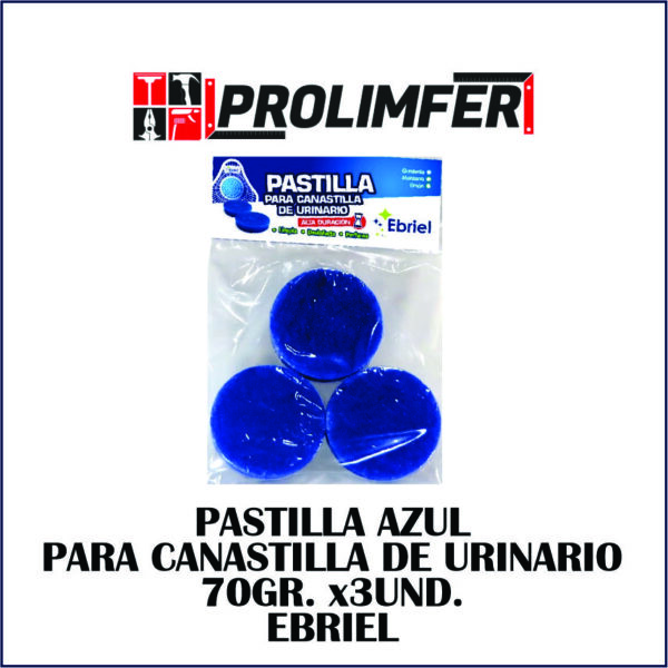 Pastilla azul para canastilla de urinario 70gr x3und - EBRIEL