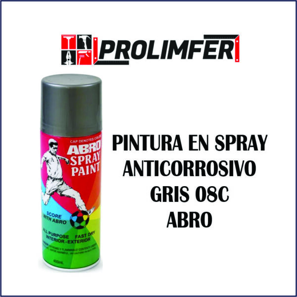 Pintura en spray anticorrosivo gris 08C - ABRO