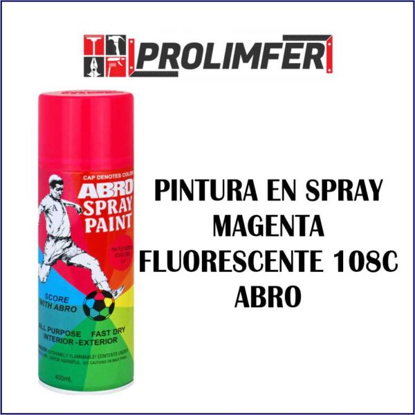 Pintura en spray magenta fluorescente 108C- ABRO