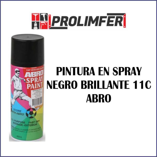 Pintura en spray negro brillante 11C - ABRO