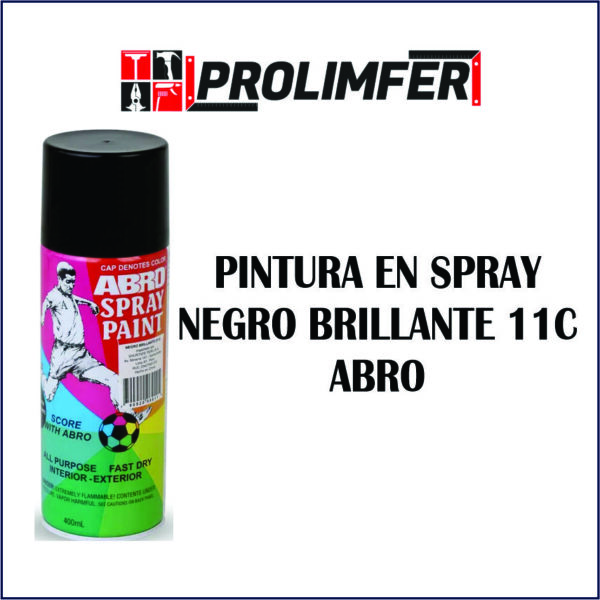 Pintura en spray negro brillante 11C - ABRO