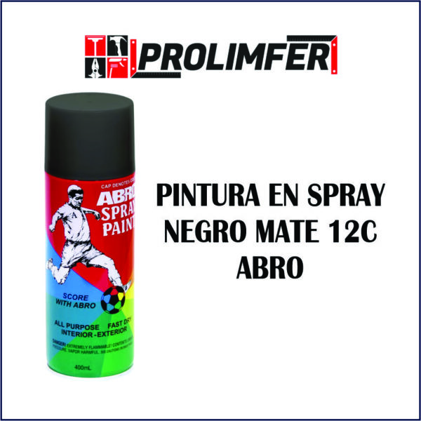 Pintura en spray negro mate 12C - ABRO